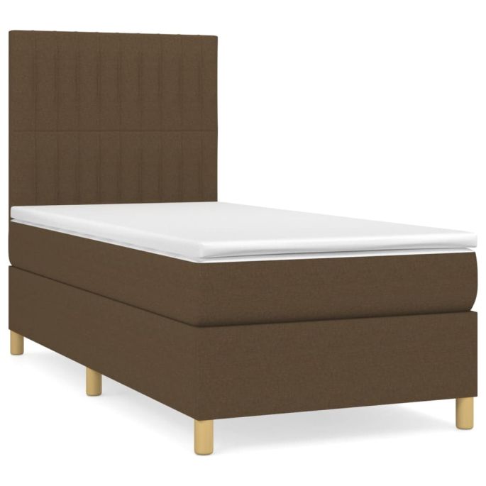 Boxspring met matras stof donkerbruin 100x200 cm