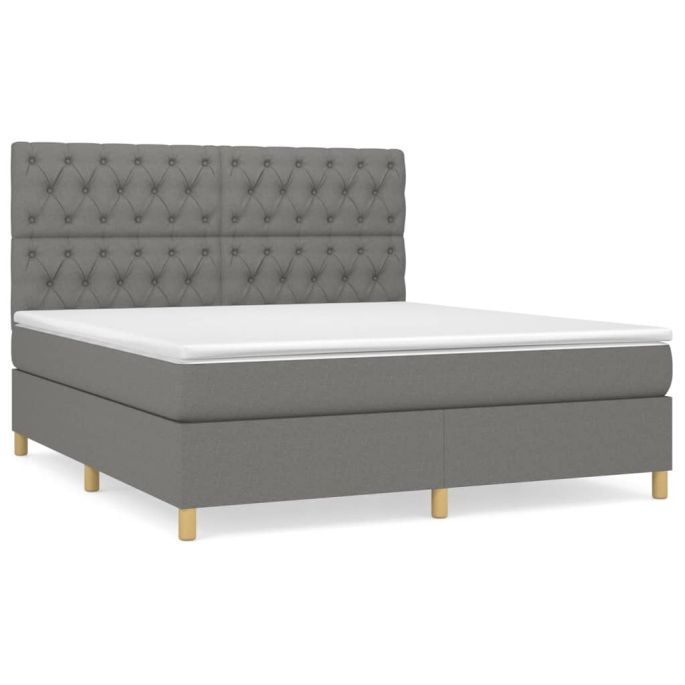 Boxspring met matras stof donkergrijs 160x200 cm