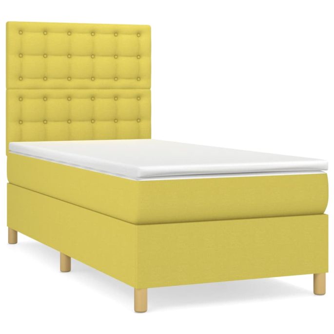 Boxspring met matras stof groen 100x200 cm