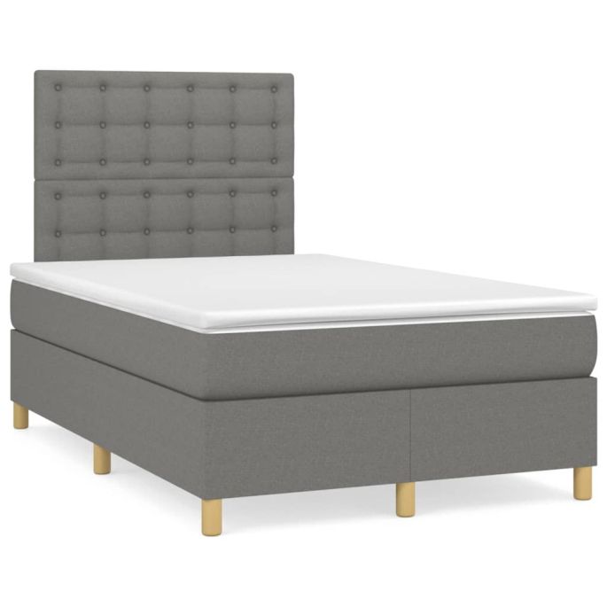 Boxspring met matras stof donkergrijs 120x200 cm