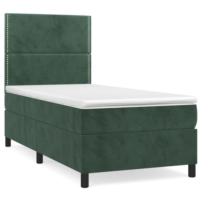 Boxspring met matras fluweel donkergroen 100x200 cm