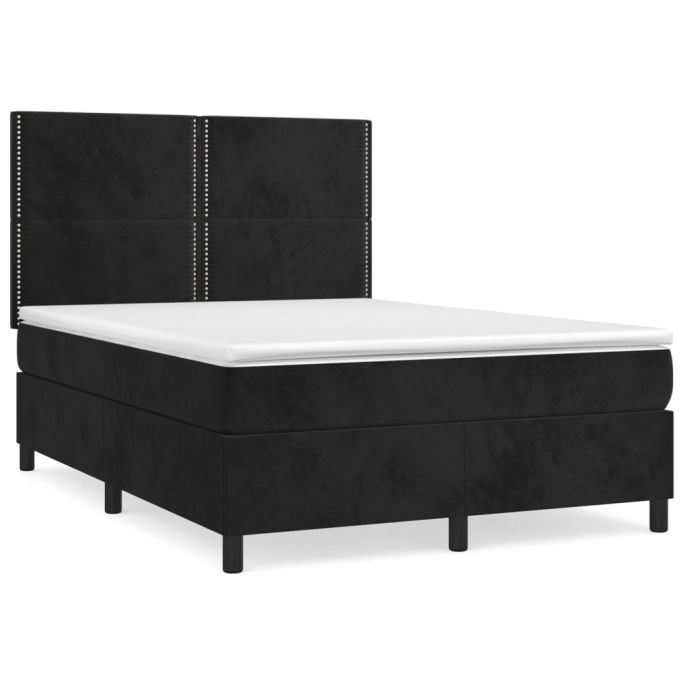 Boxspring met matras fluweel zwart 140x200 cm