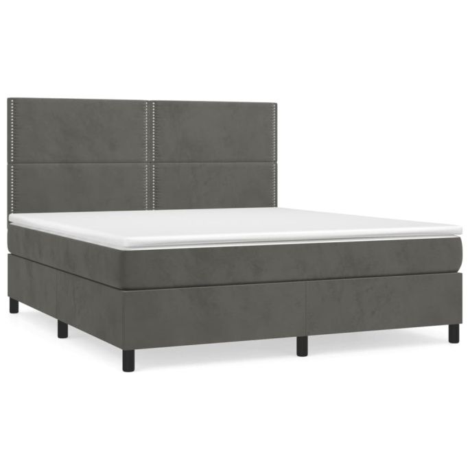 Boxspring met matras fluweel donkergrijs 180x200 cm