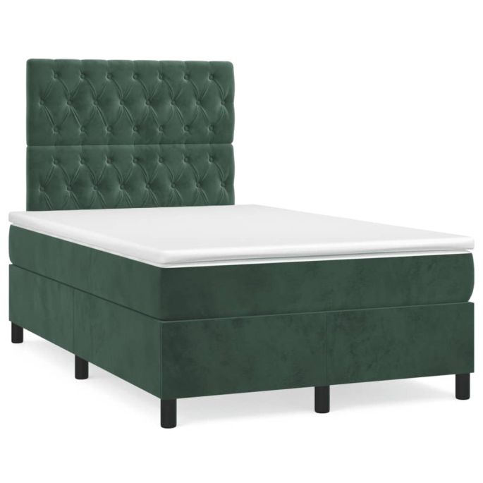 Boxspring met matras fluweel donkergroen 120x200 cm