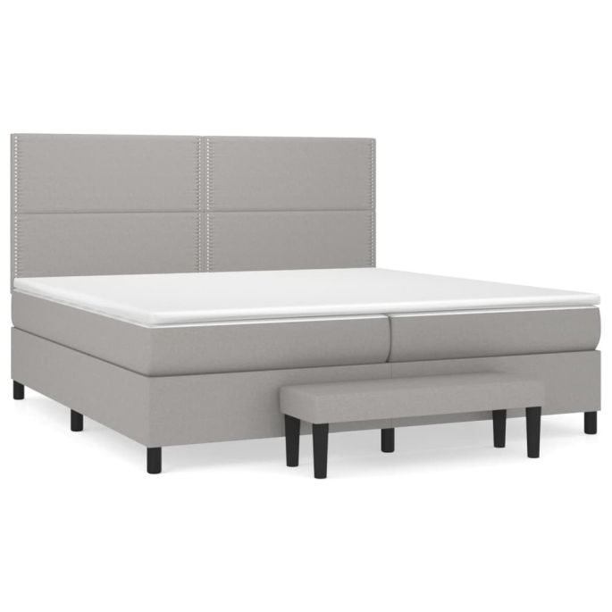 Boxspring met matras stof lichtgrijs 200x200 cm