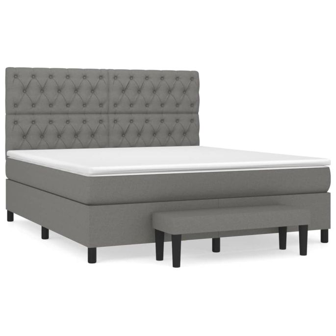 Boxspring met matras stof donkergrijs 160x200 cm