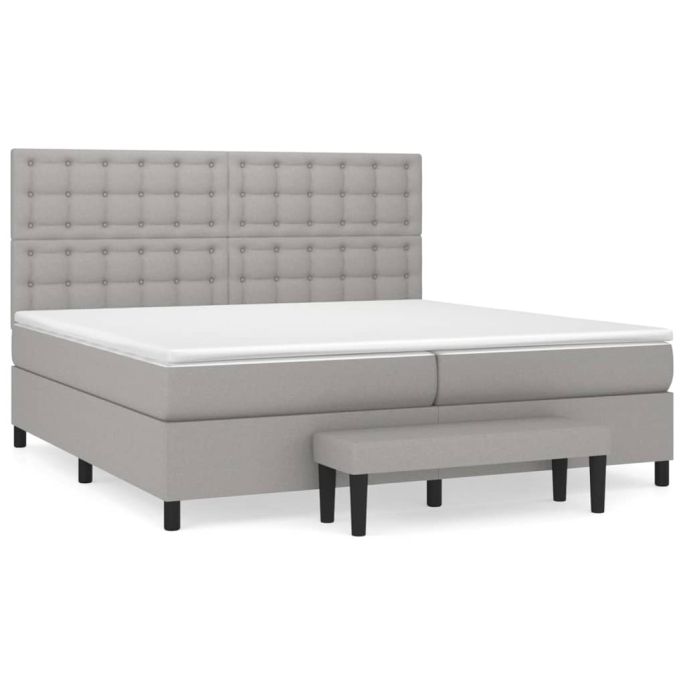 Boxspring met matras stof lichtgrijs 200x200 cm