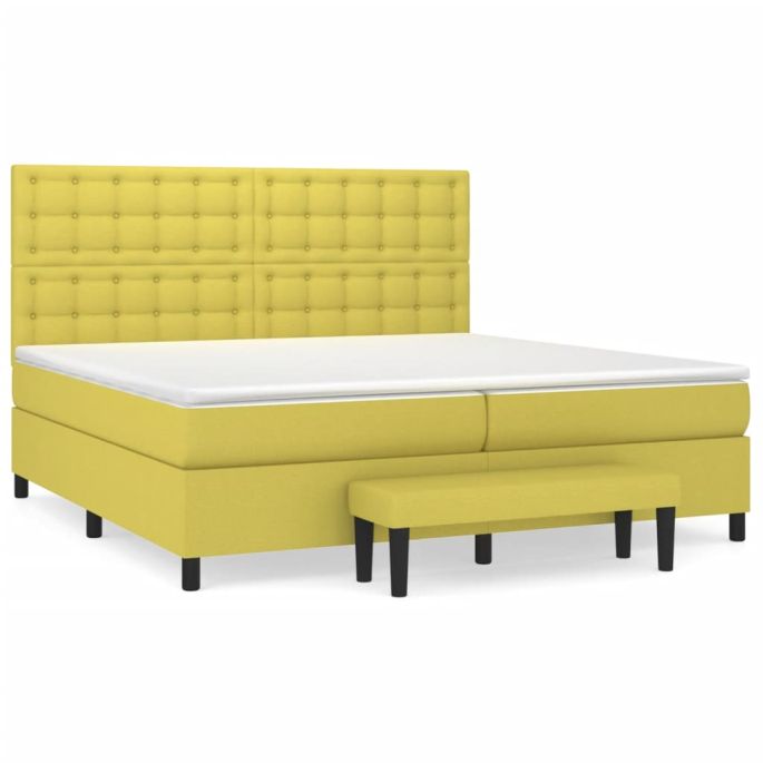 Boxspring met matras stof lichtgroen 200x200 cm
