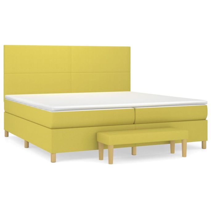 Boxspring met matras stof lichtgroen 200x200 cm