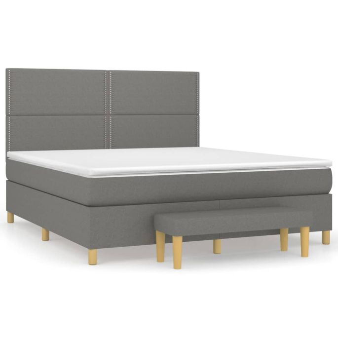 Boxspring met matras stof donkergrijs 180x200 cm
