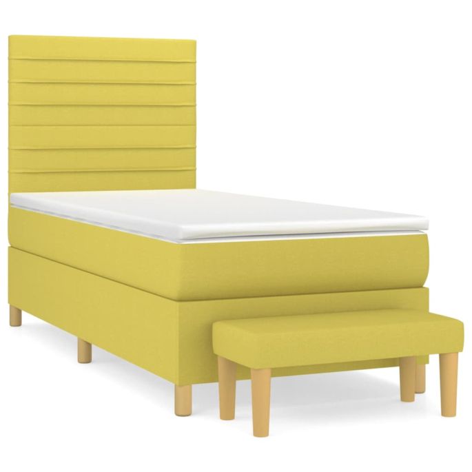 Boxspring met matras stof lichtgroen 100x200 cm