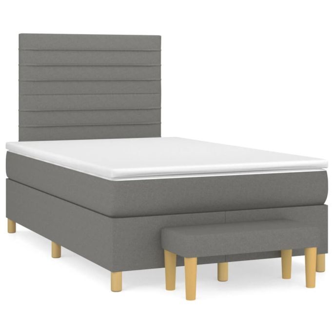 Boxspring met matras stof donkergrijs 120x200 cm