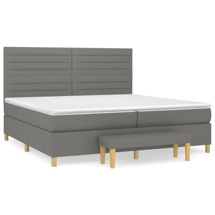 Boxspring met matras stof donkergrijs 200x200 cm