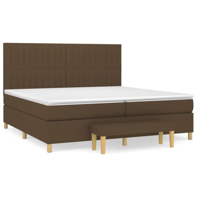 Boxspring met matras stof donkerbruin 200x200 cm