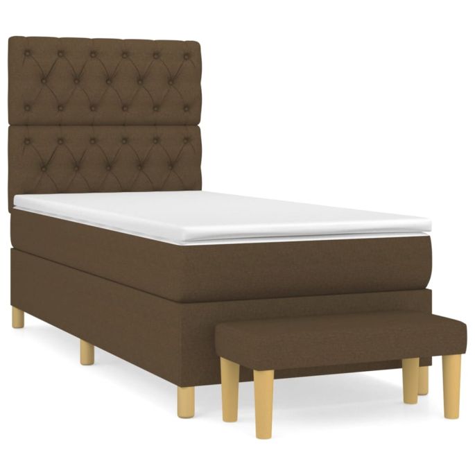 Boxspring met matras stof donkerbruin 80x200 cm