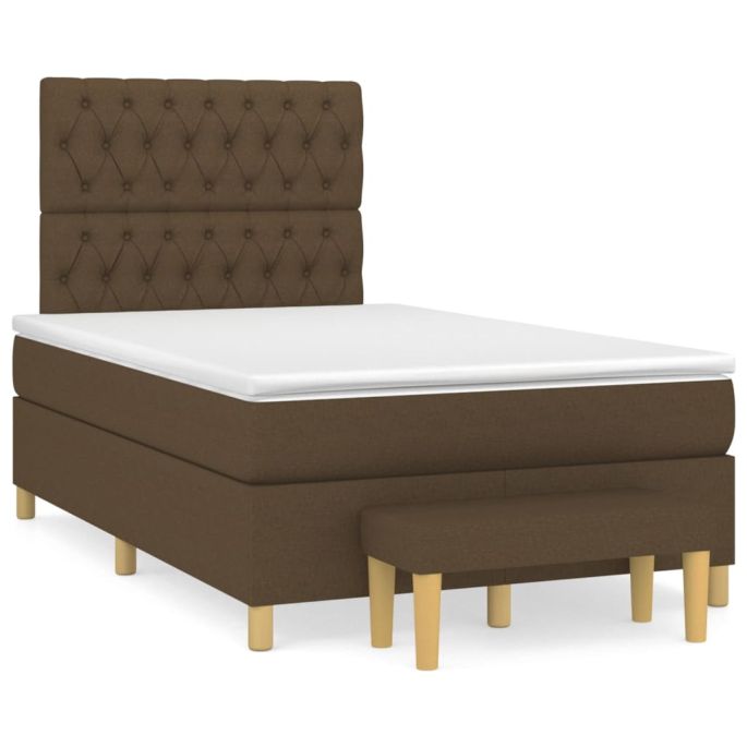 Boxspring met matras stof donkerbruin 120x200 cm