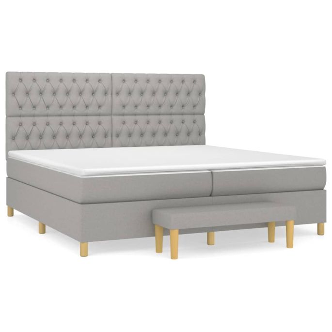 Boxspring met matras stof lichtgrijs 200x200 cm