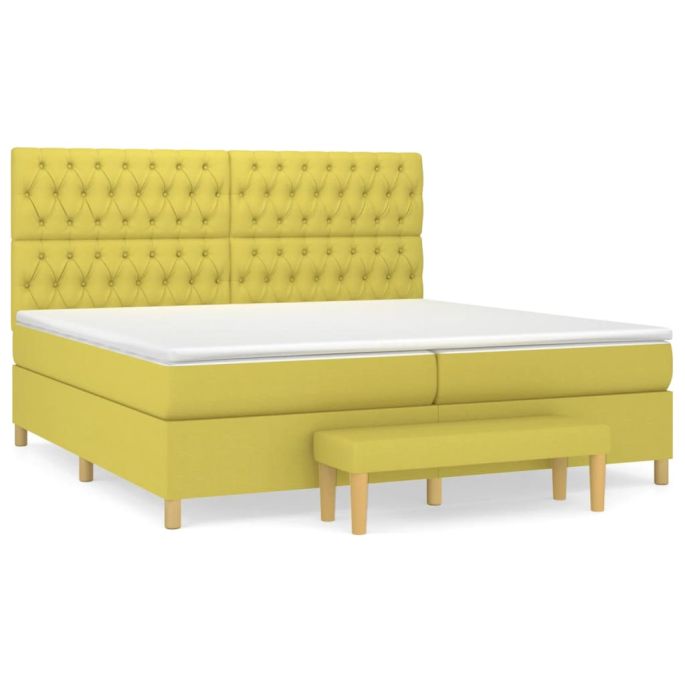 Boxspring met matras stof lichtgroen 200x200 cm