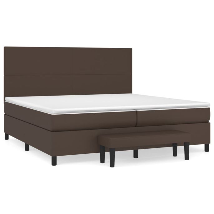 Boxspring met matras kunstleer bruin 200x200 cm