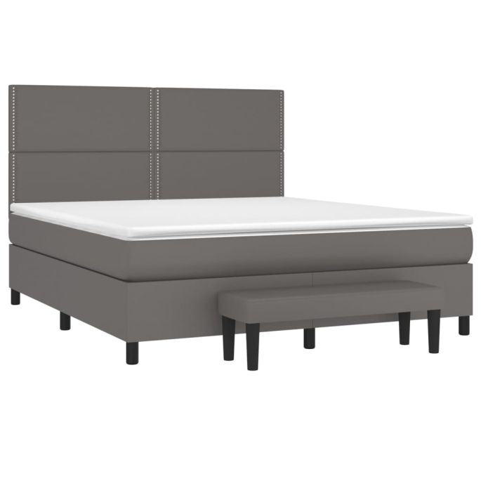 Boxspring met matras kunstleer grijs 160x200 cm