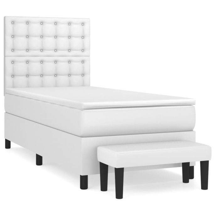 Boxspring met matras kunstleer wit 100x200 cm