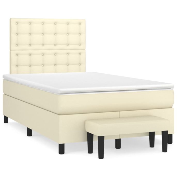 Boxspring met matras kunstleer crèmekleurig 120x200 cm