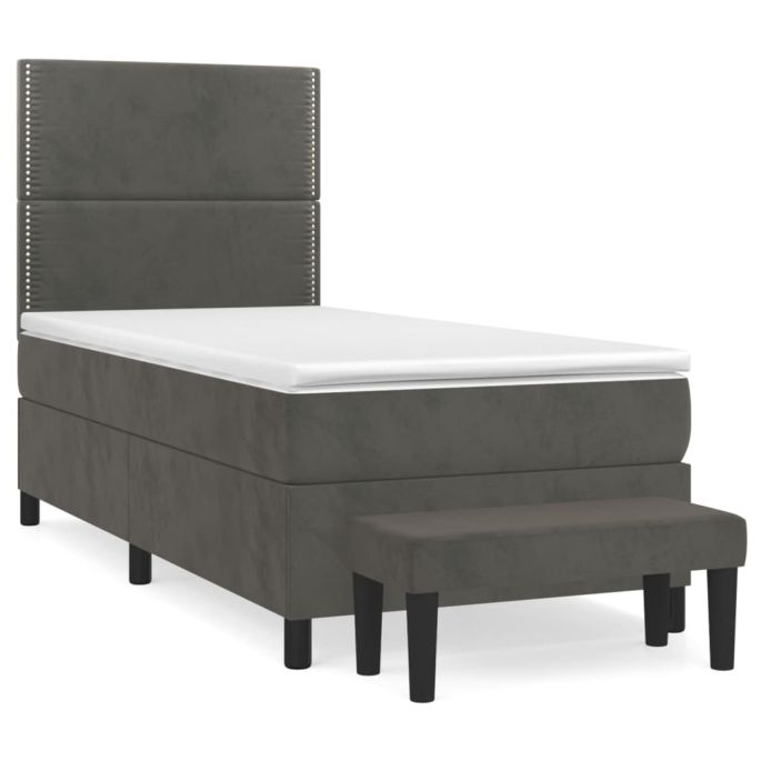 Boxspring met matras fluweel donkergrijs 80x200 cm