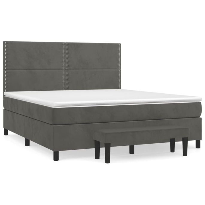 Boxspring met matras fluweel donkergrijs 160x200 cm