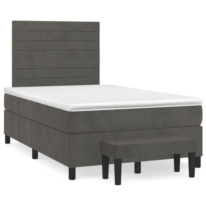 Boxspring met matras fluweel donkergrijs 120x200 cm