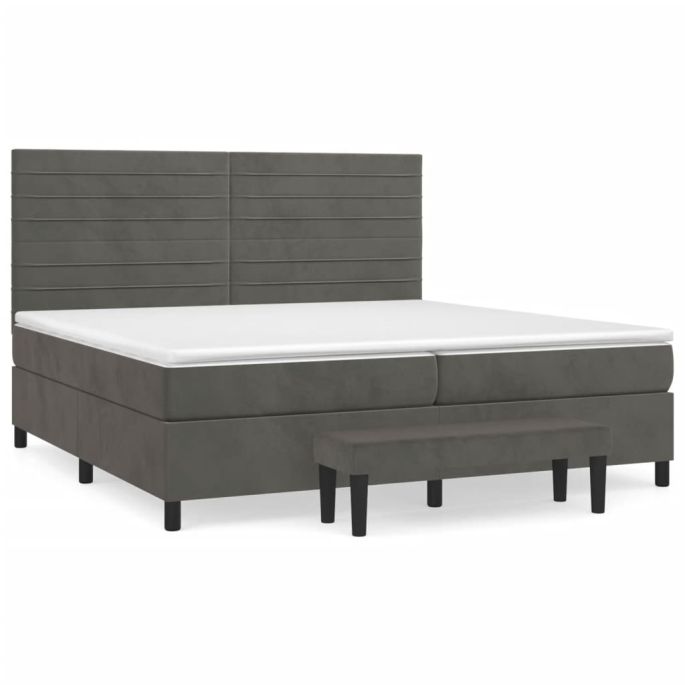Boxspring met matras fluweel donkergrijs 200x200 cm