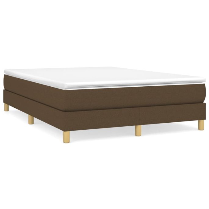 Boxspring met matras stof donkerbruin 140x200 cm