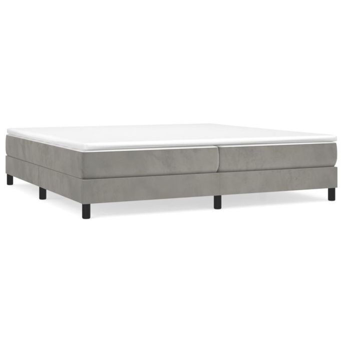 Boxspring met matras fluweel lichtgrijs 200x200 cm
