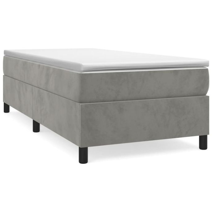 Boxspring met matras fluweel lichtgrijs 100x200 cm