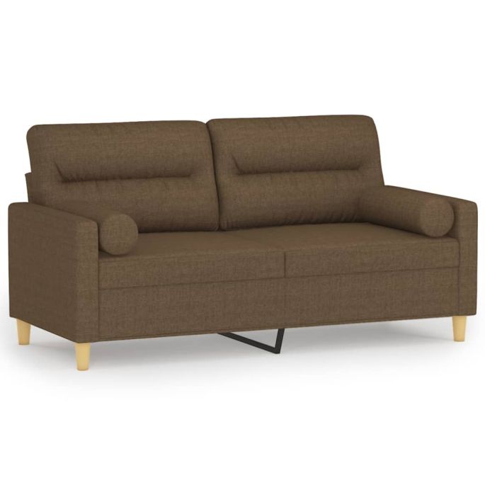 Tweezitsbank met kussens 140 cm stof bruin