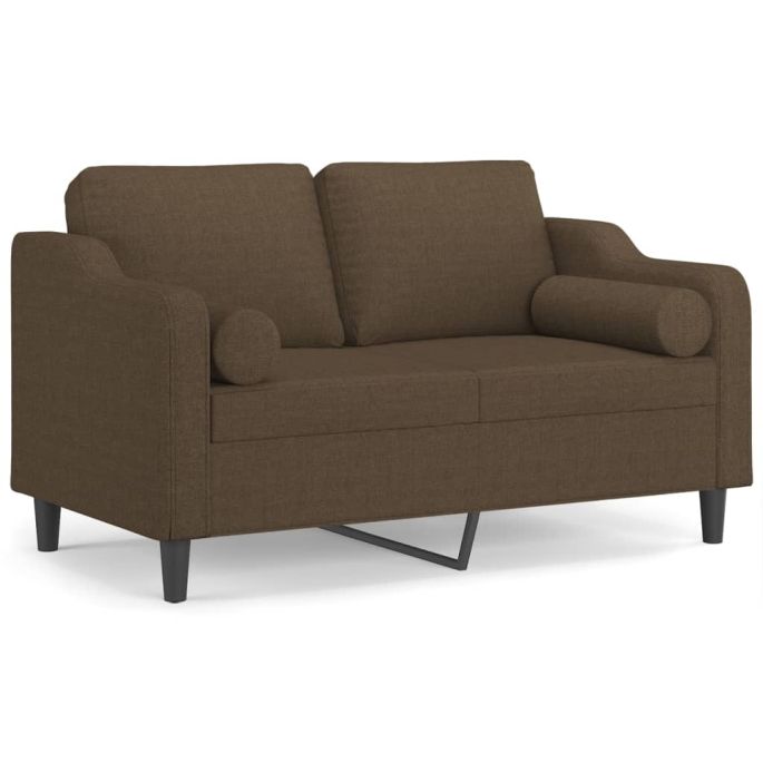 Tweezitsbank met kussens 120 cm stof bruin